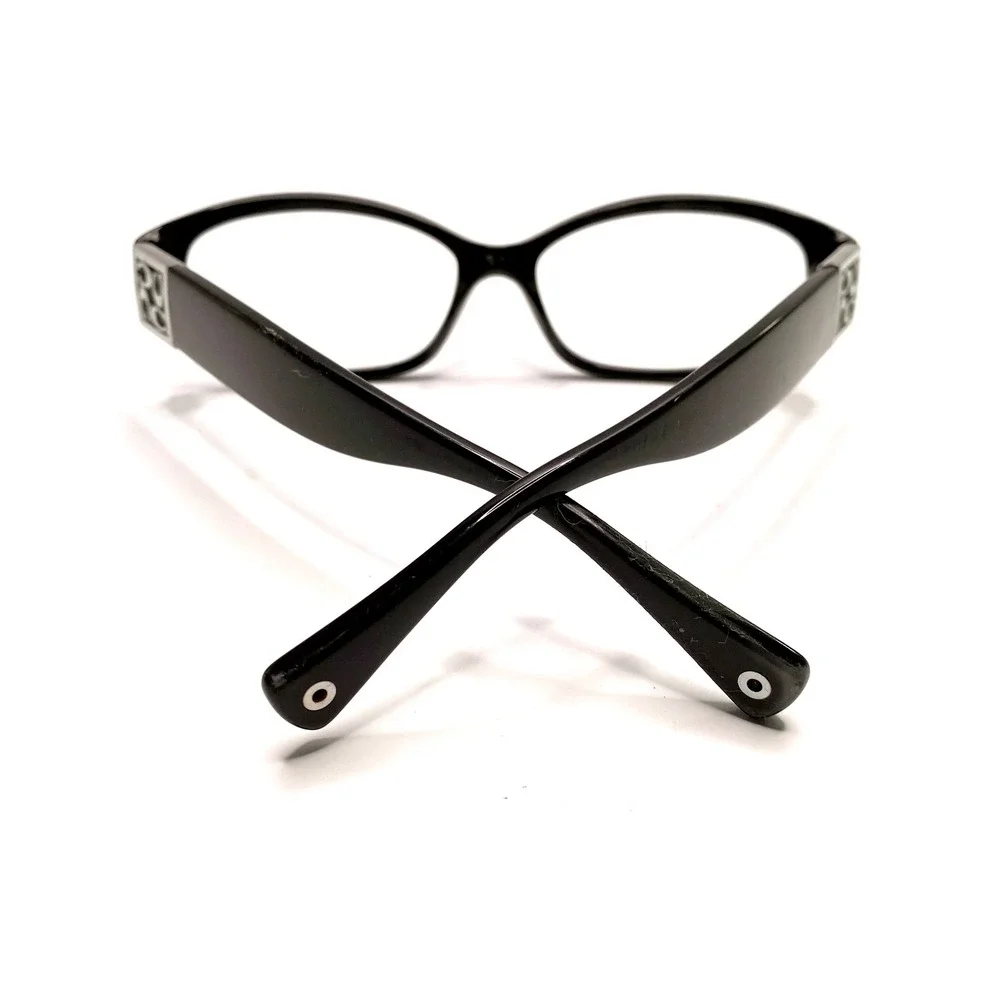 Coach HC 8012 Hope Black Oval Glasses Wide Temples 5002/11 53-15-140 Silver Logo